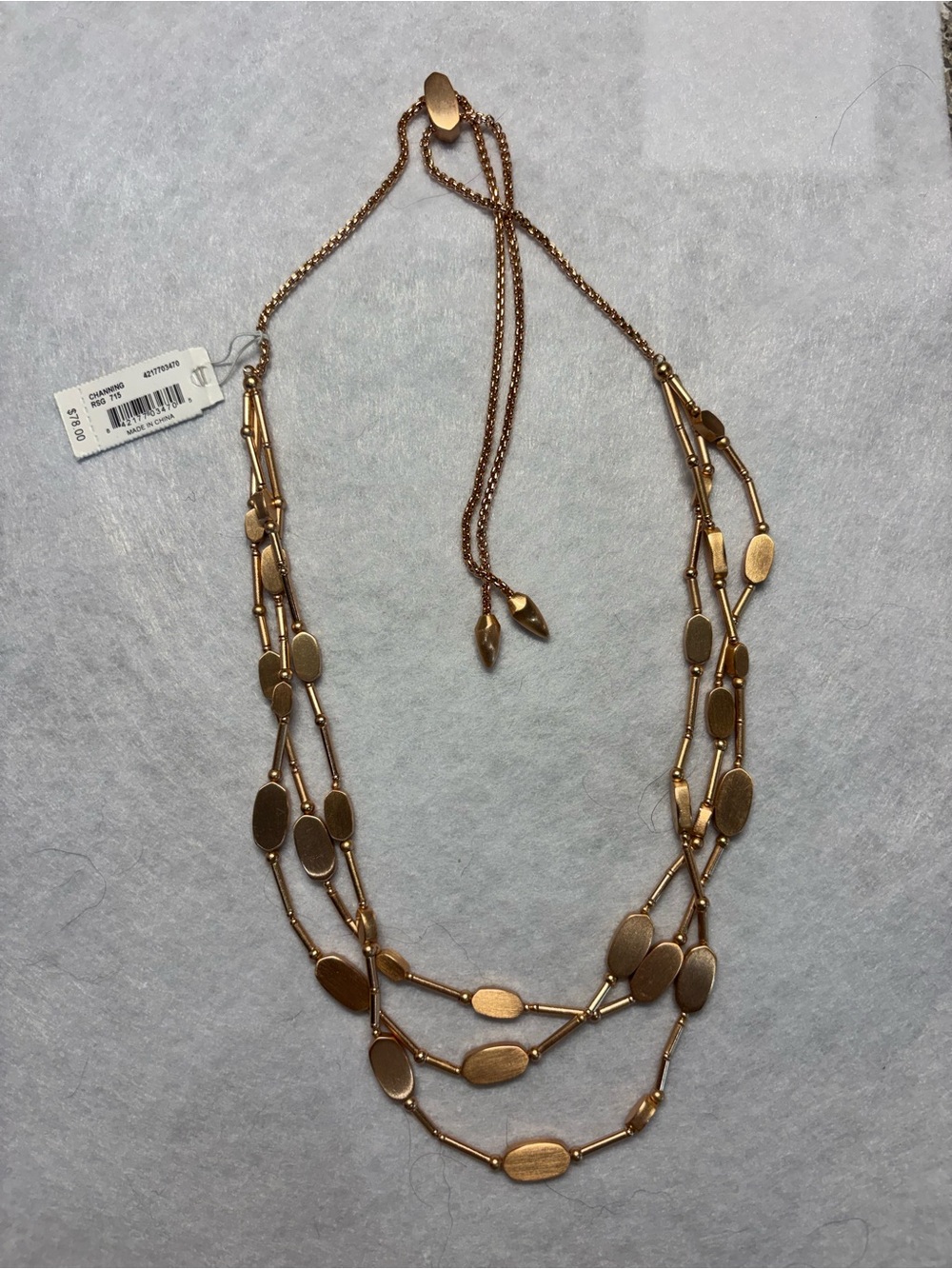 Kendra Scott Triple Layered Oval Bead Necklace - Rose Gold